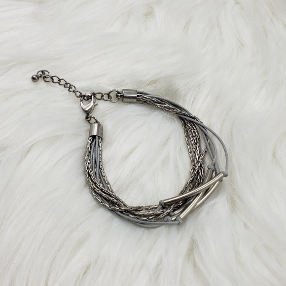 NWOT🆒️INC Silver Tone & Gray Multi Row Bracelet - Picture 8 of 8